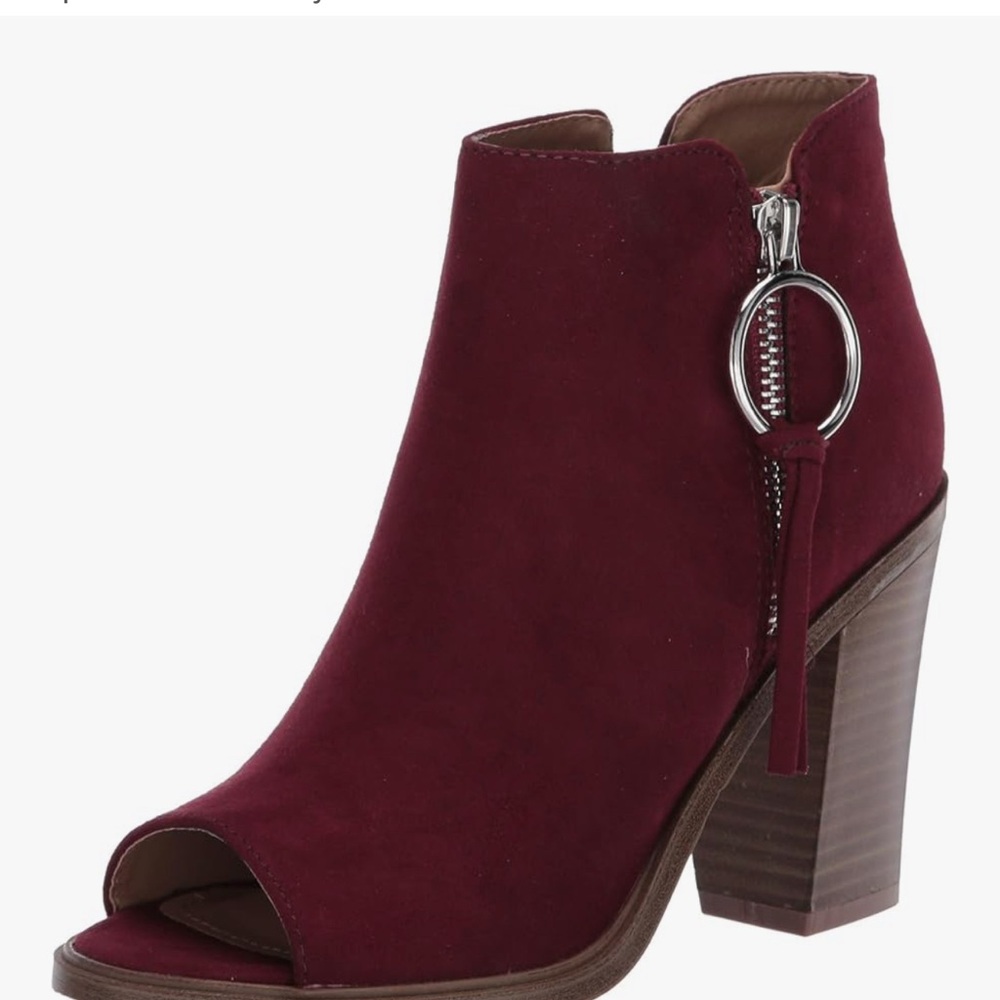 Esprit Burgundy Peep-Toe Heeled Boots